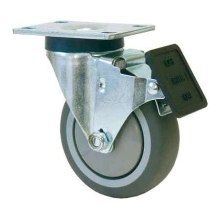 Rwm Casters VersaTrac 4in Urethane Polypropylene Swivel Caster with Total Lock Brake 27-UPB-0412-S-TLB